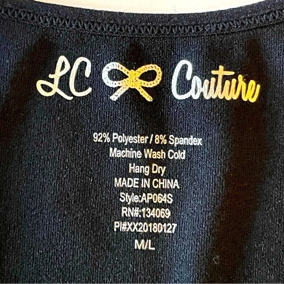 LC & Couture Women's Black Rhinestone Glitter Blouse Stretch Tank Top, Sz M/L - Picture 2 of 10